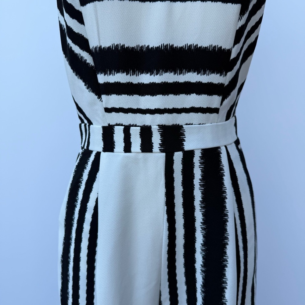 Jealous Tomato Monochrome Striped Sleeveless Jumpsuit Wide Leg Chic Black White - Picture 11 of 15